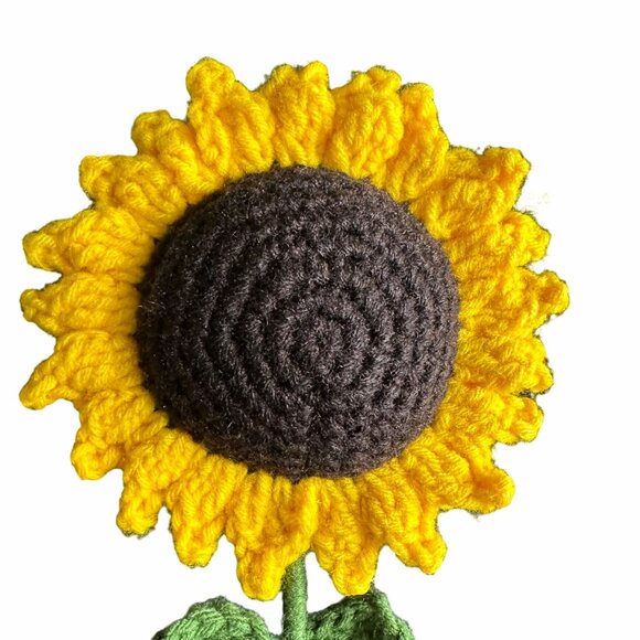 🌻Handmade Crochet Sunflower Knit Artificial Wool Flower Yellow 1 Pc 6*6 in - Picture 4 of 6